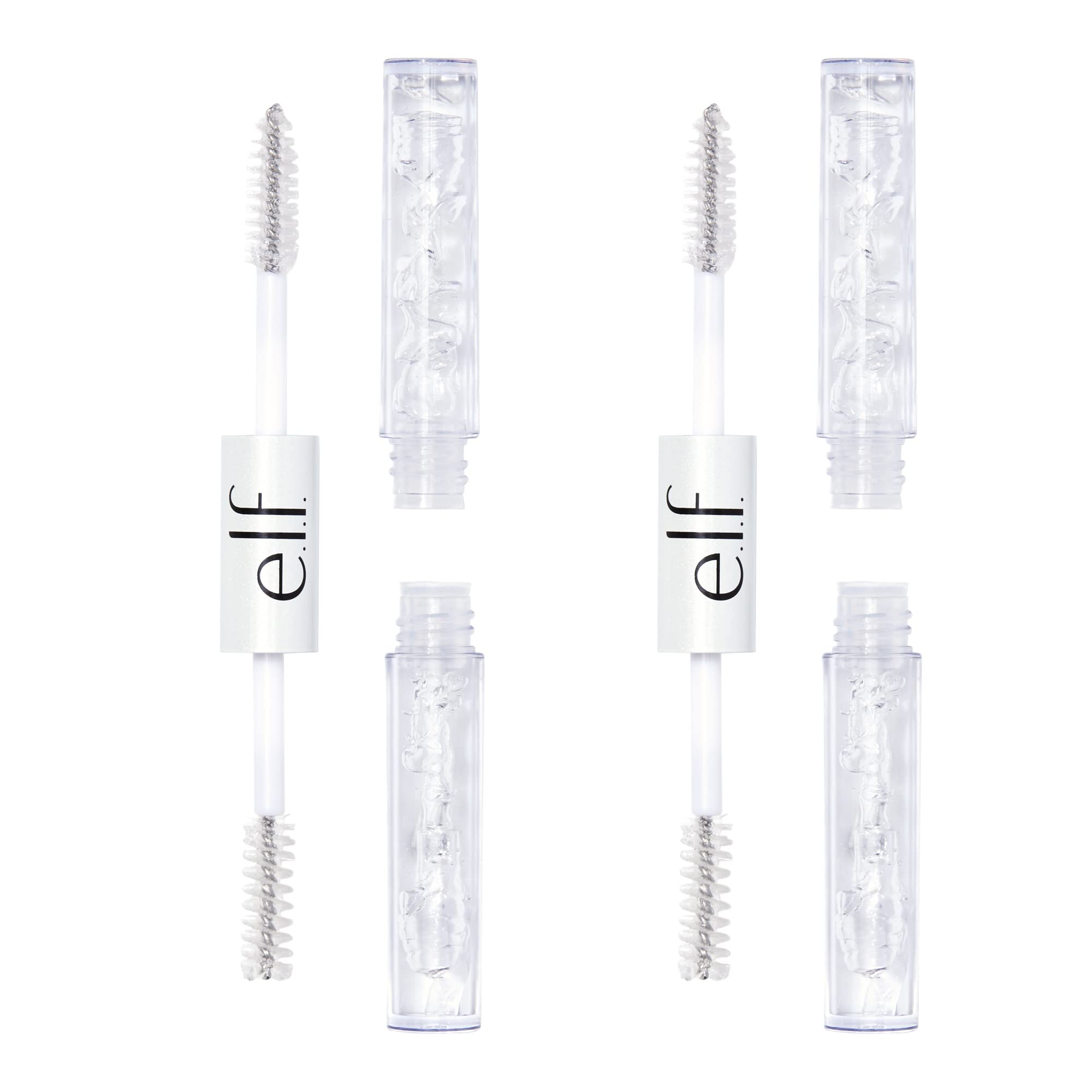 e.l.f. Clear Lash and Brow Mascara 2-Pack close-up shows long-lasting conditioning for lashes and brows.