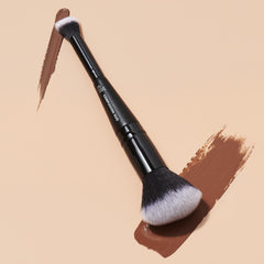 e.l.f. Complexion Duo Brush large end smoothly blends liquid foundation for an even base