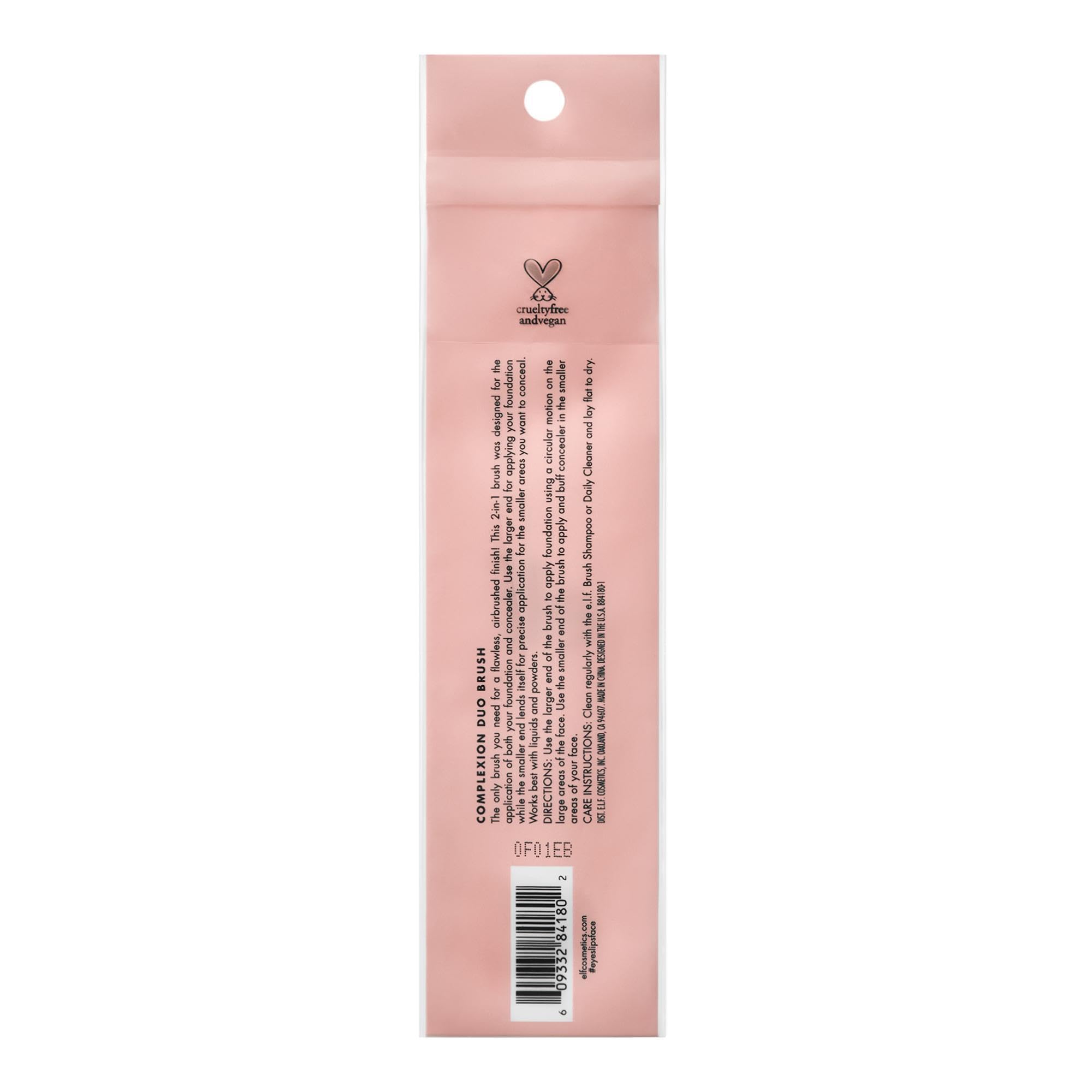 e.l.f. Complexion Duo Brush vegan synthetic bristles provide cruelty-free makeup application