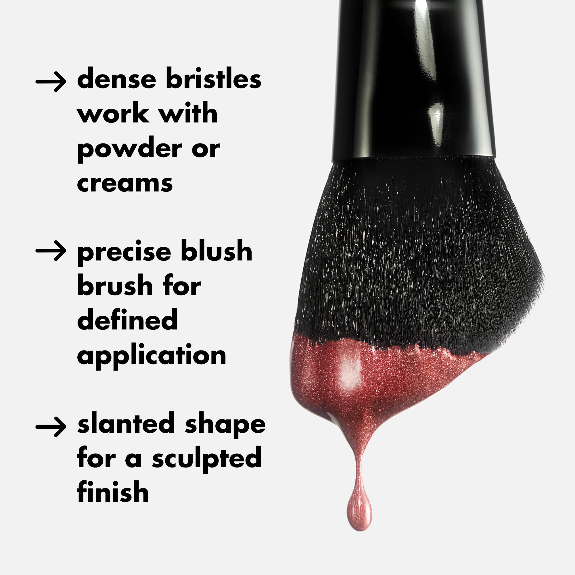 e.l.f. angled blush brush ergonomic-handle design improves grip during application.