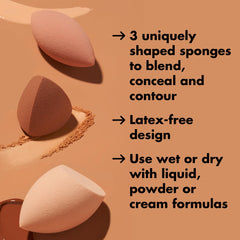 e.l.f. exclusive new sponge shape for versatile blending options.