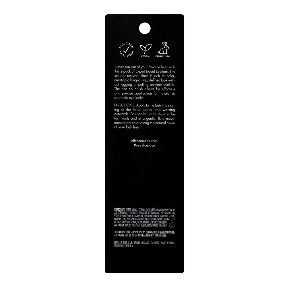 e.l.f. Expert Liquid Liner jet-black swatch shows rich, long-lasting color.