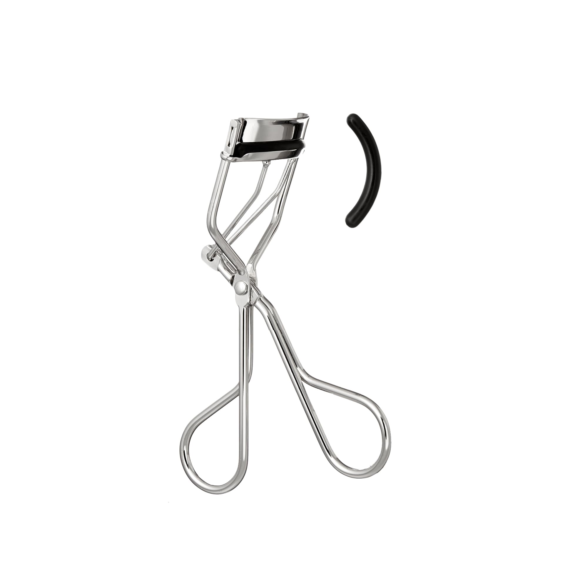 Using the e.l.f. eyelash curler to lift lashes before mascara.