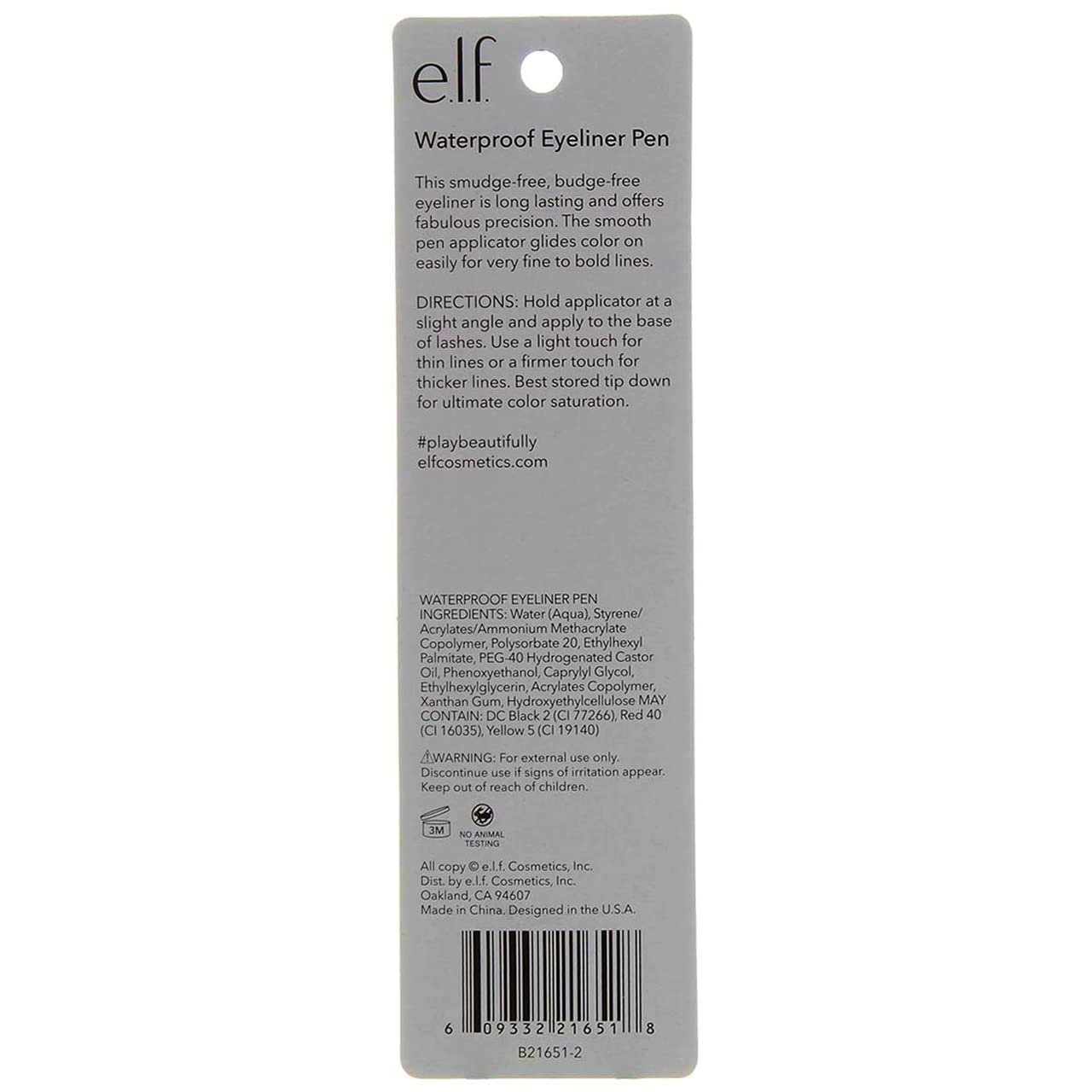 e.l.f. Eyeliner Pen vegan and cruelty-free formula.