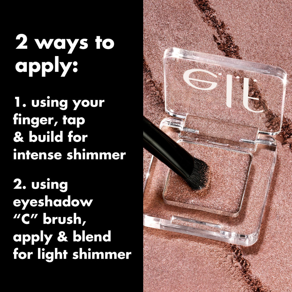 e.l.f. Fine as Fleck on bare lids yields a soft luminous wash of glitter.