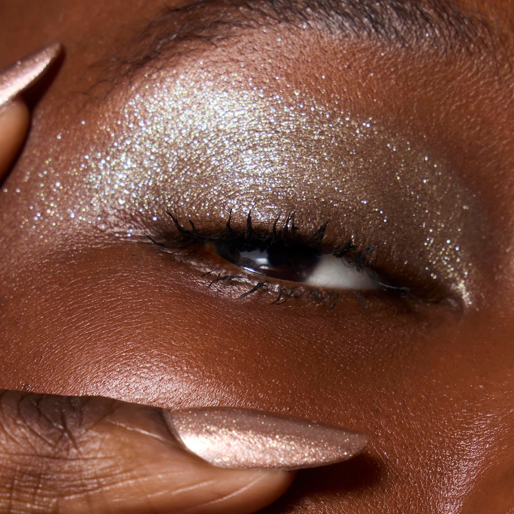 e.l.f. Fine as Fleck glitter eyeshadow finger application demonstrating easy wear