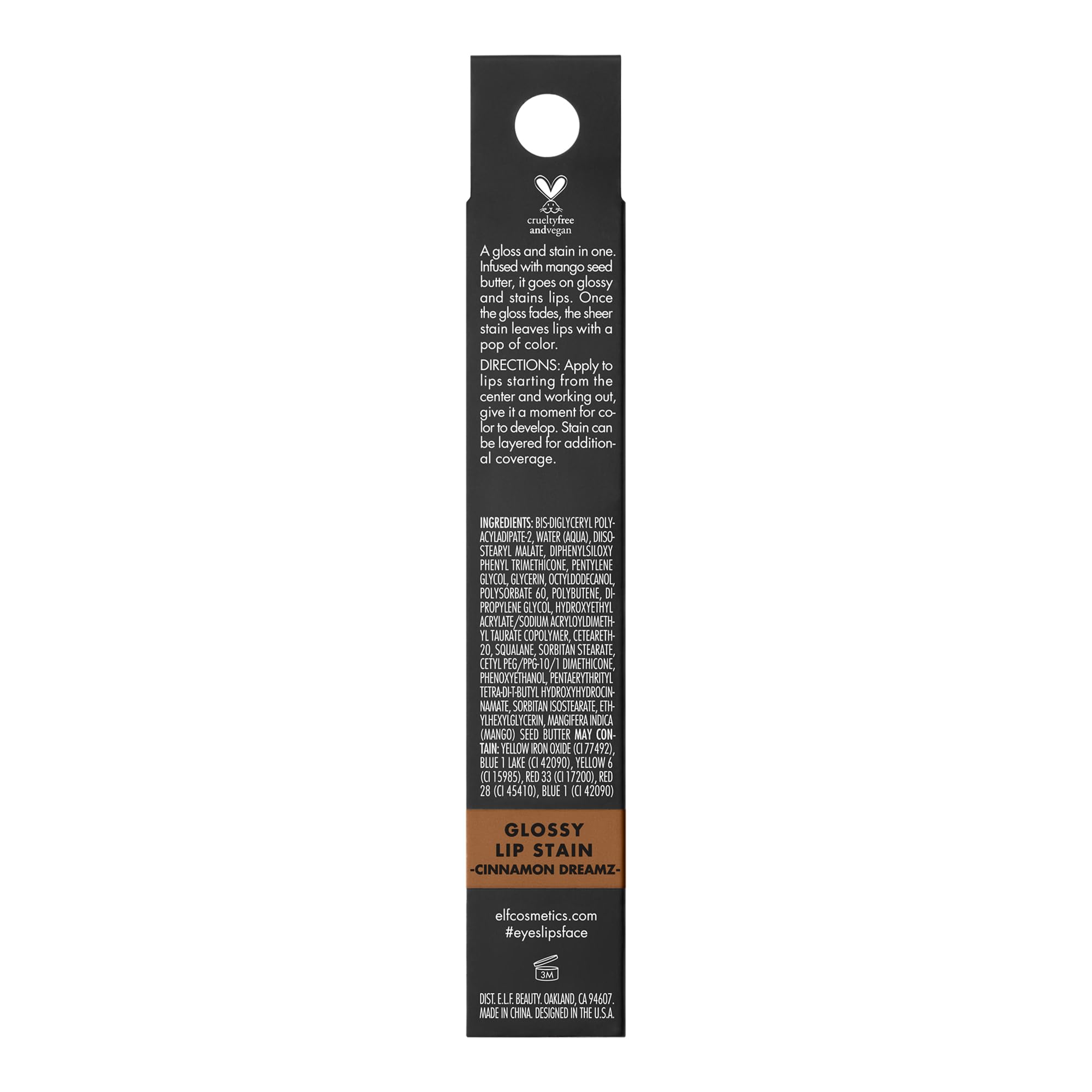 e.l.f. Cinnamon Dreamz lip stain shown in a day-to-night look idea.