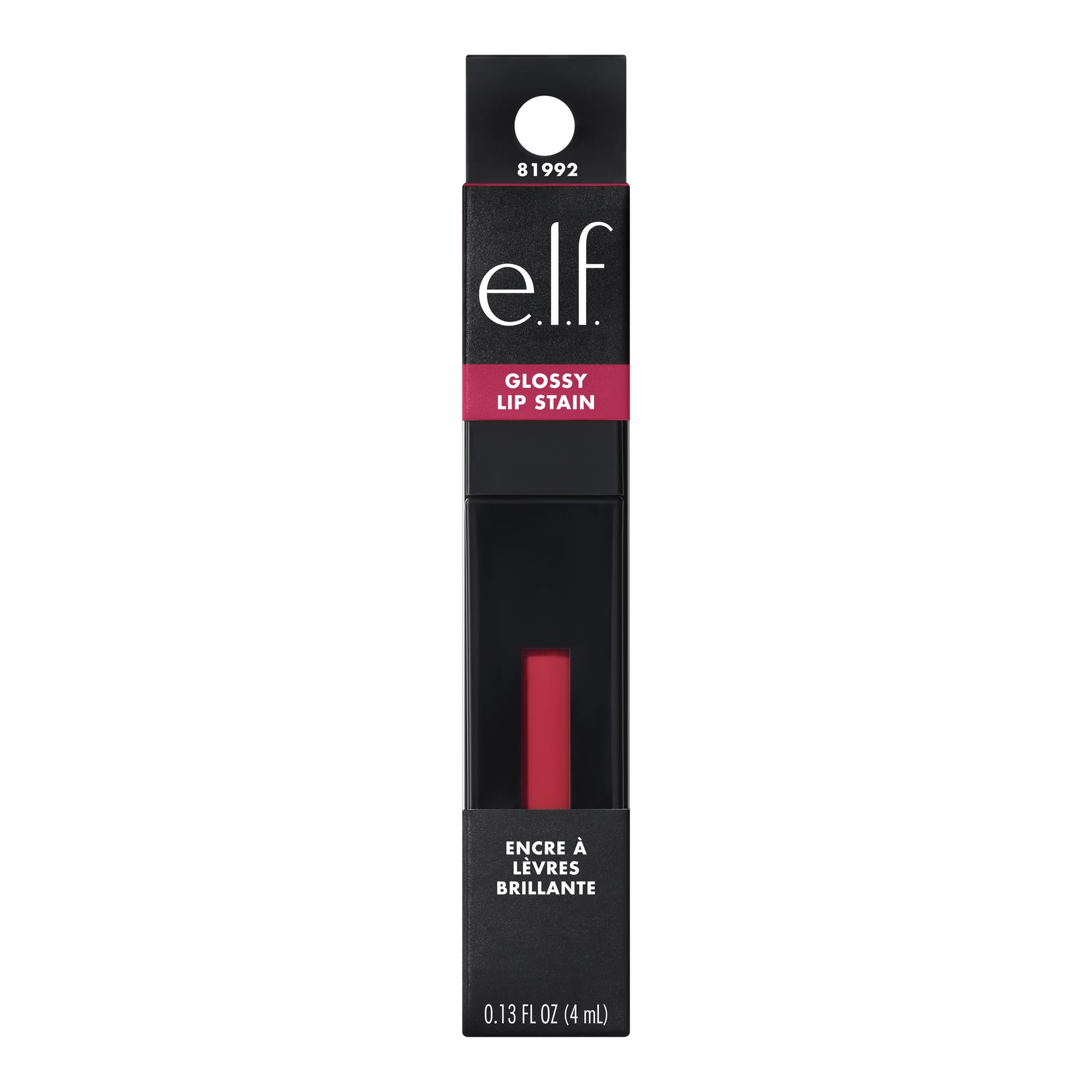 e.l.f. Glossy Lip Stain on lips, sheer color with glossy hint.