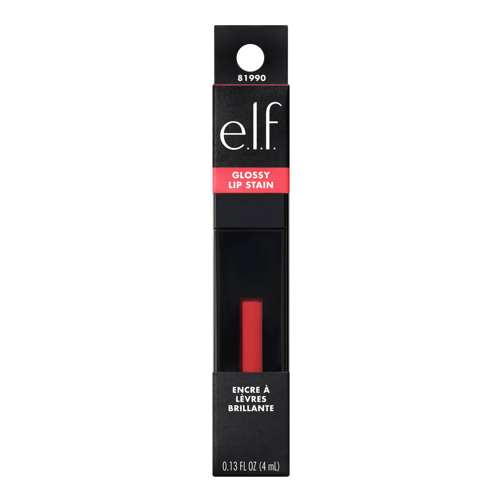 e.l.f. Glossy Lip Stain vegan cruelty-free label close-up
