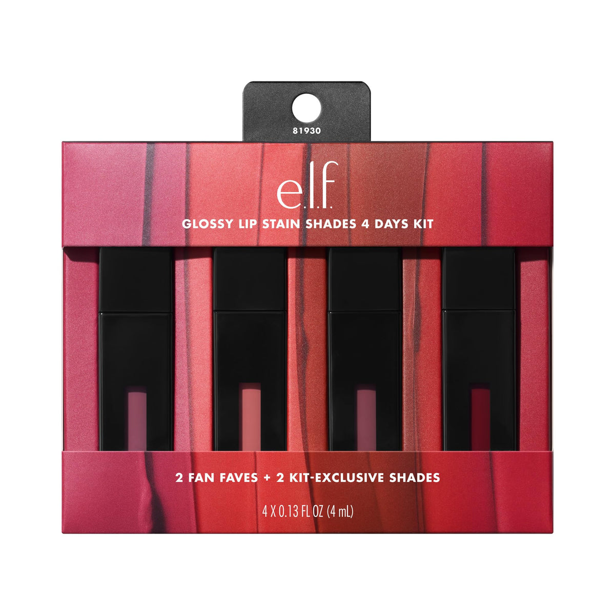 e.l.f. Glossy Lip Stain Pinkies Up swatch showing buildable color and shine