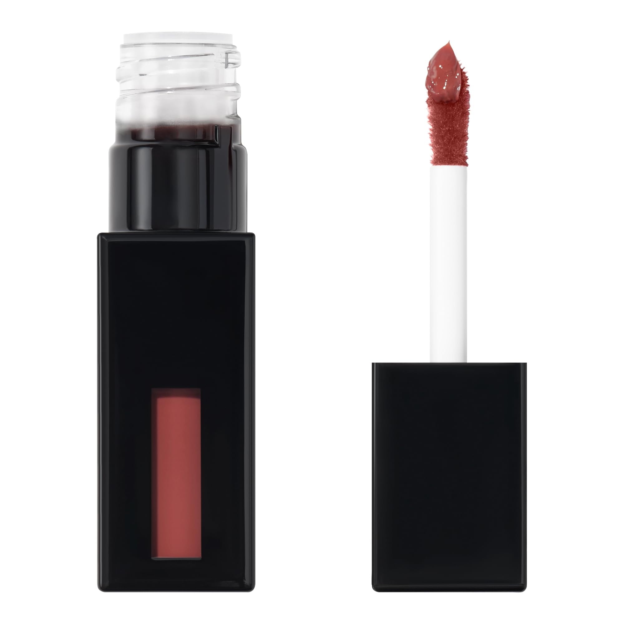 e.l.f. Glossy Lip Stain swatches show sheer coral color with subtle shine.