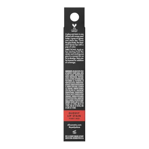 e.l.f. Glossy Lip Stain on lips, sheer color with lightweight shine for daily use.