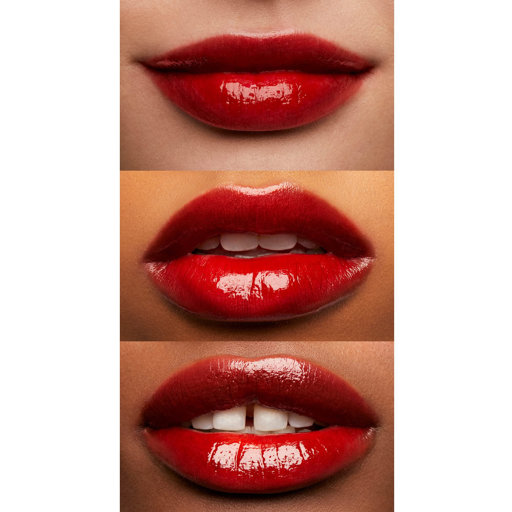 e.l.f. Glossy Lip Stain Spicy Sienna applied on lips for light, comfortable color.