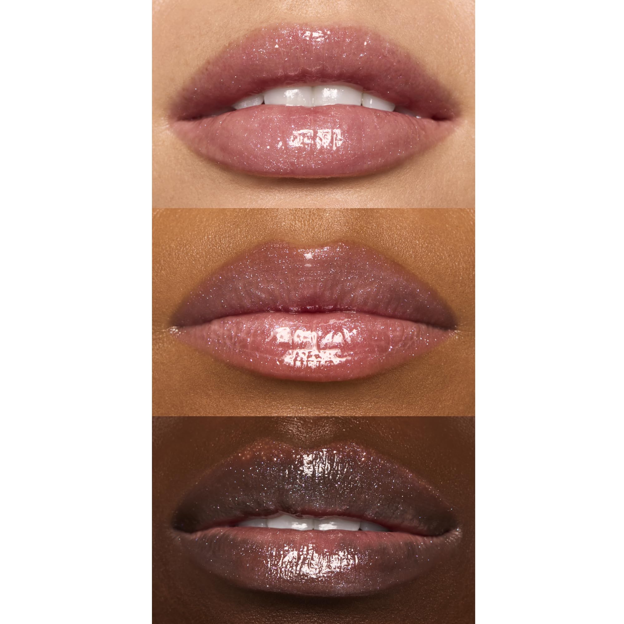 Muestra de color translúcido de e.l.f. Glow Reviver Lip Oil realza el tono.