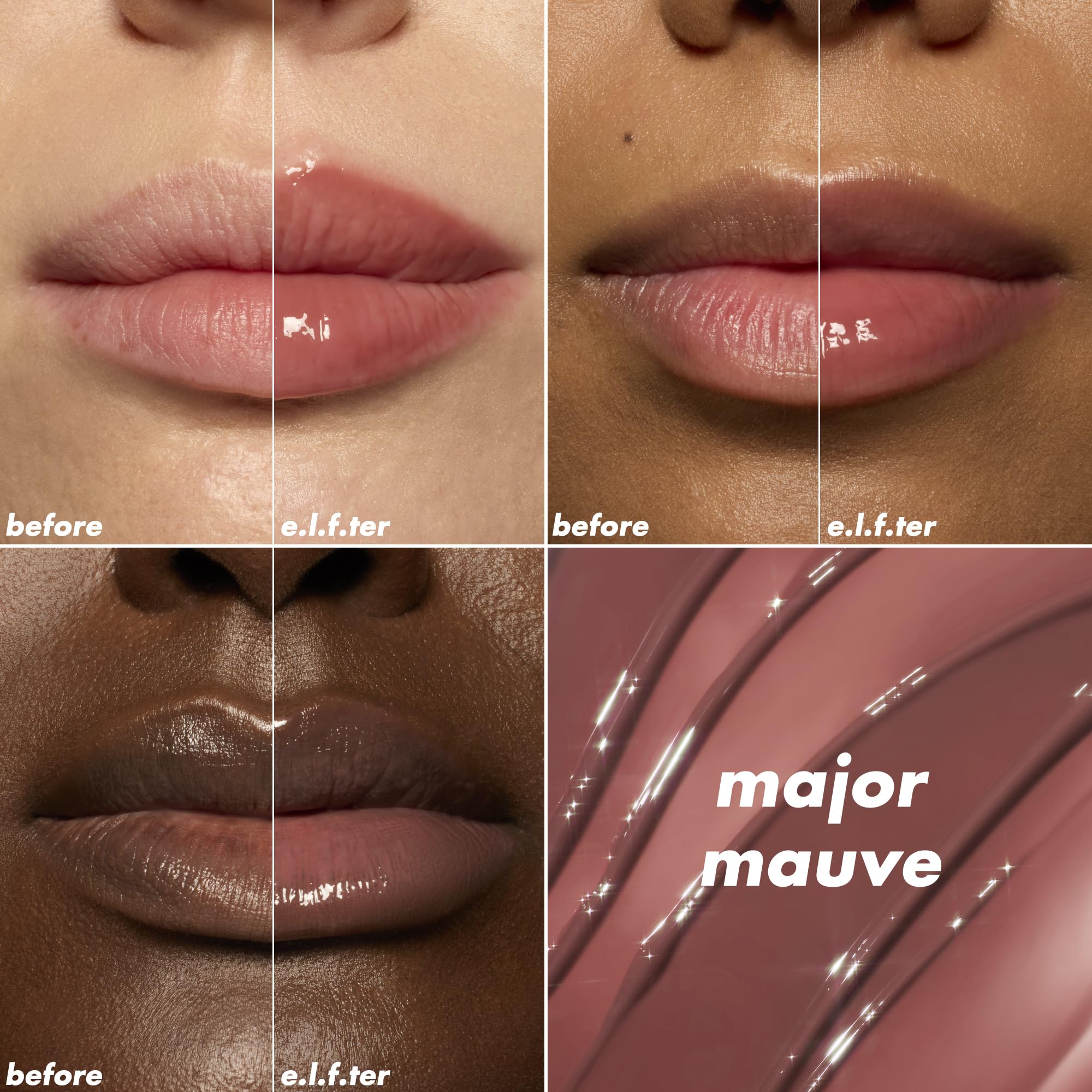 e.l.f. Glow Reviver Lip Oil textura ultra brillante para labios hidratados.
