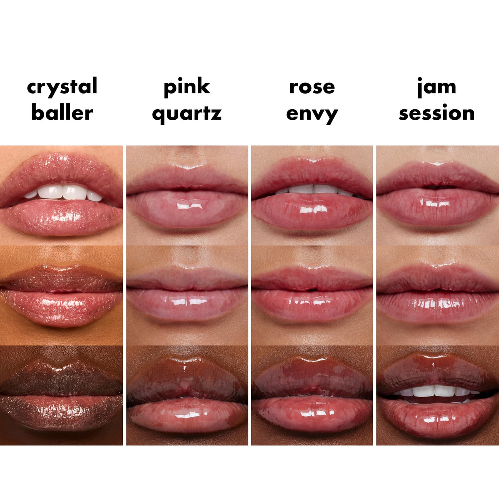 Closeup of applicator applying e.l.f. Glow Reviver lip oil