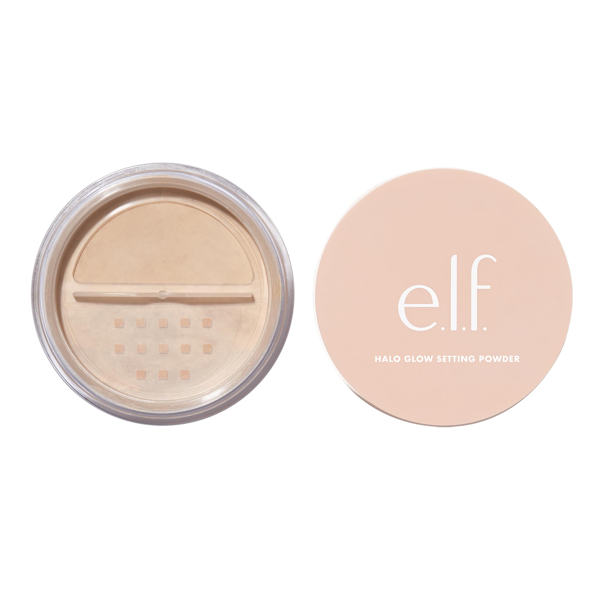 e.l.f. Halo Glow Setting Powder, envase práctico para acabado suave y duradero.