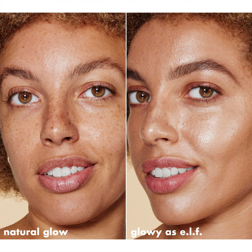Uso múltiple para rostro de e.l.f Halo Glow: solo, bajo o encima de la base.