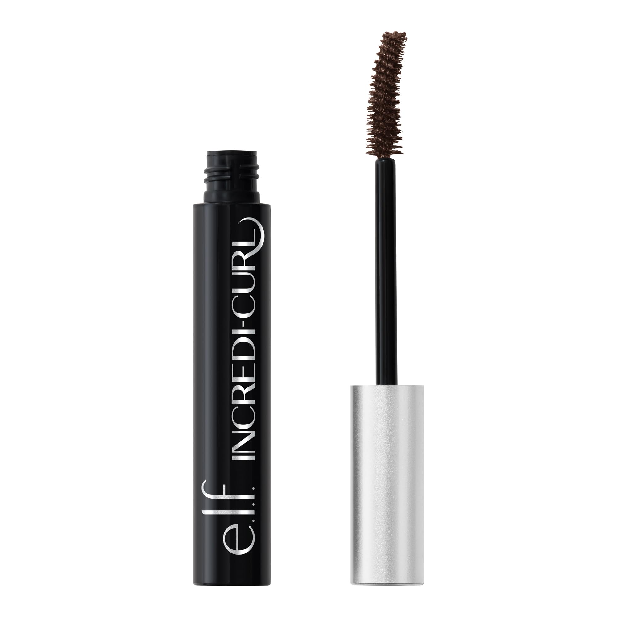 e.l.f. Incredi-Curl Mascara curved brush lifts lashes for dramatic volume.