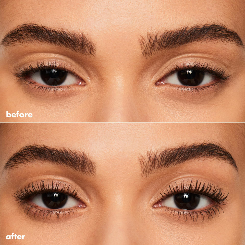 e l f Lash N Roll lashes before and after close up demonstrating lift