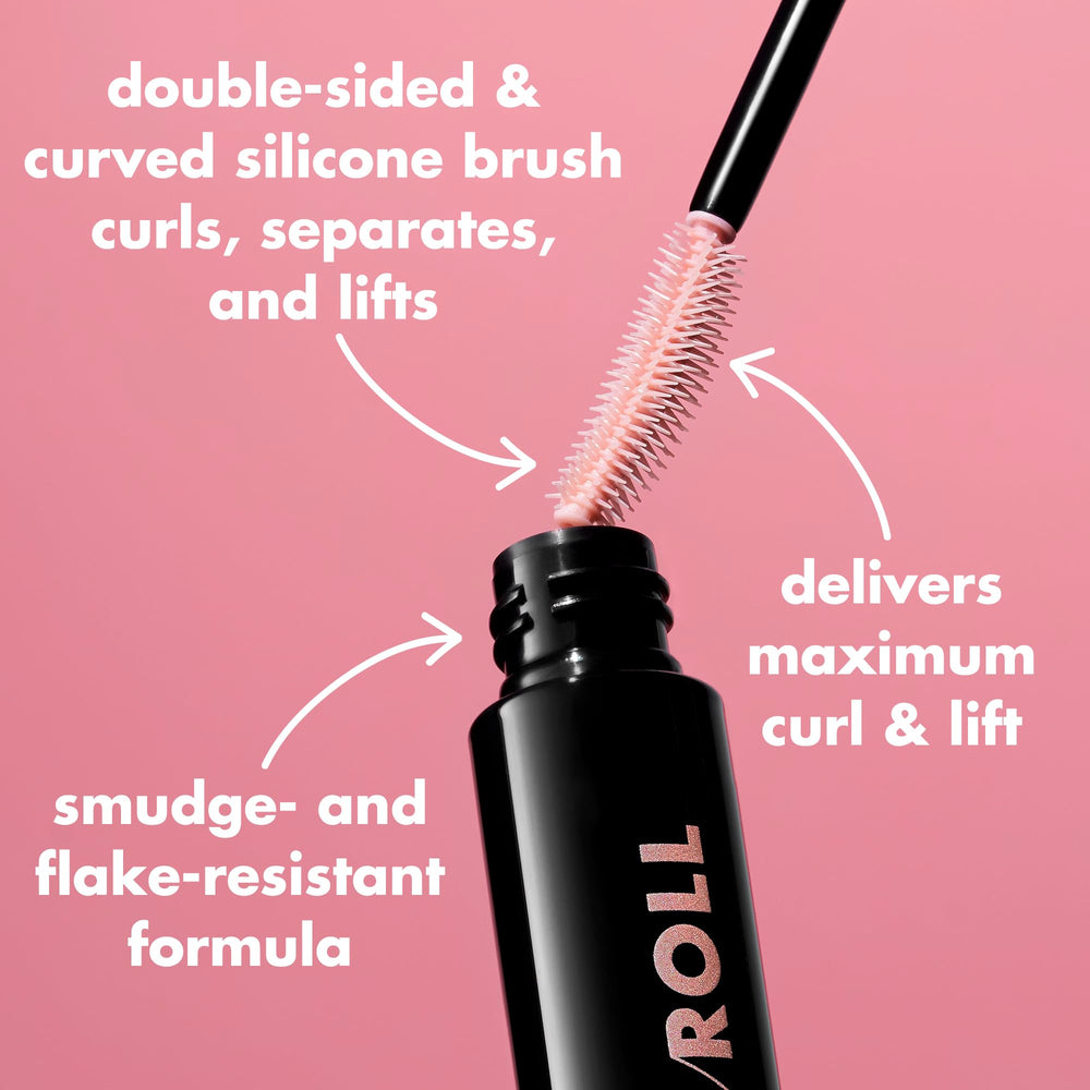 e.l.f. Lash N Roll Mascara long-lasting, smudge-resistant finish keeps lashes uplifted.