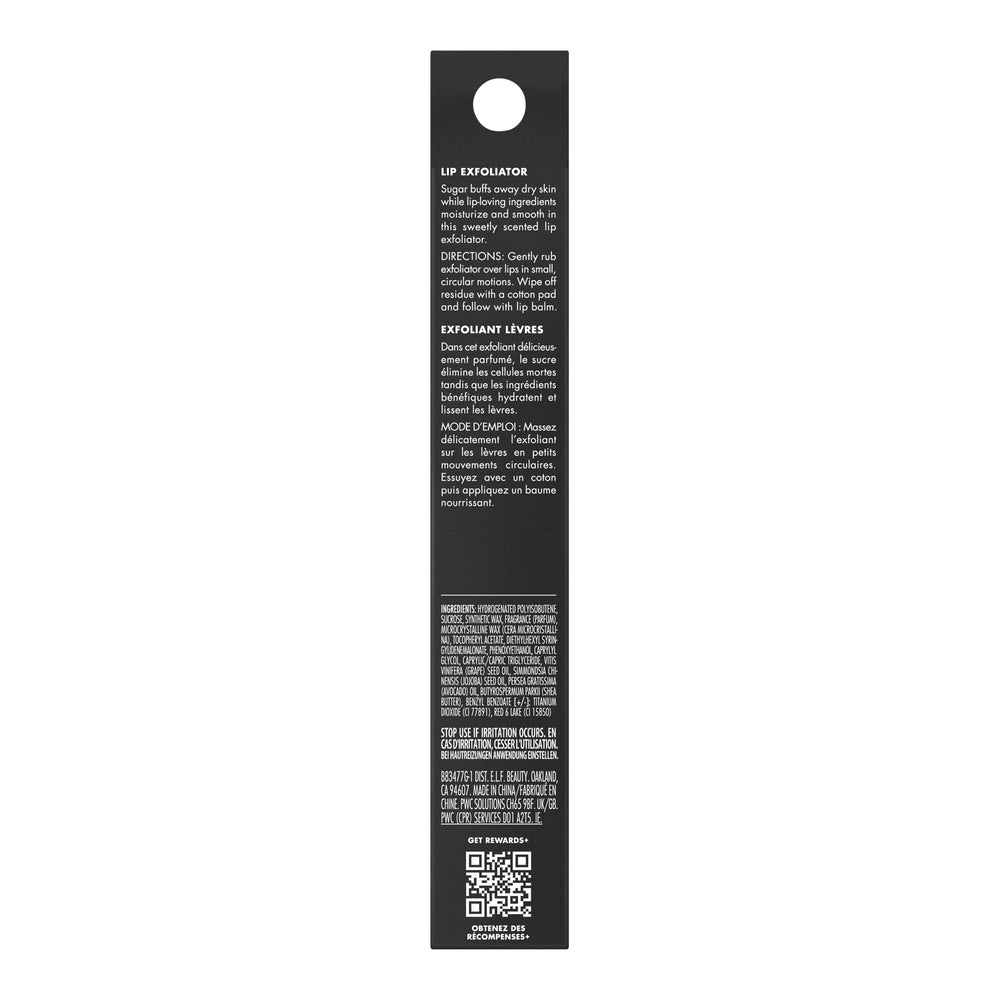 e.l.f. Lip Exfoliator Strawberry vegan cruelty-free badge on packaging