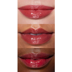 e.l.f. Lip Lacquer Cherry Bomb gloss shine on lips for vibrant glow.