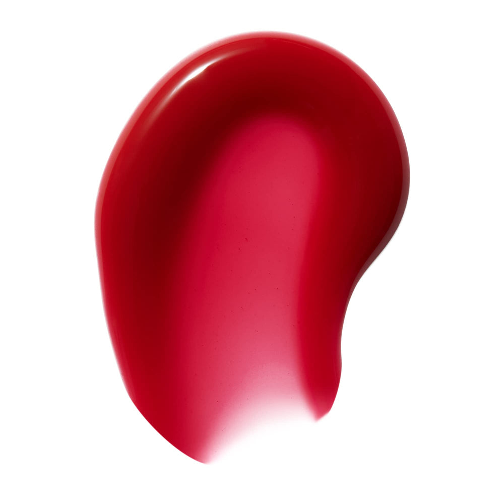 e.l.f. Lip Lacquer Cherry Bomb swatch on skin reveals sheer color and shine.