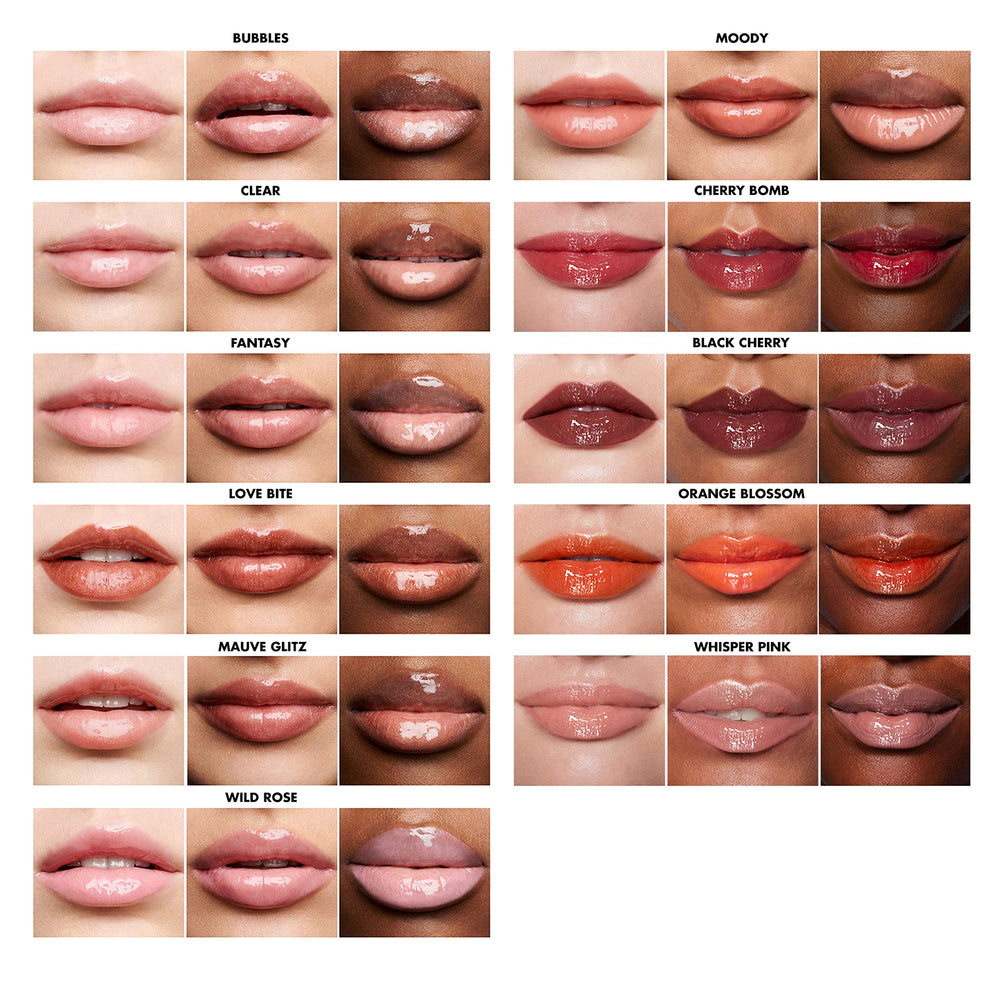 e.l.f. Lip Lacquer Wild Rose application on lips for a glossy finish.