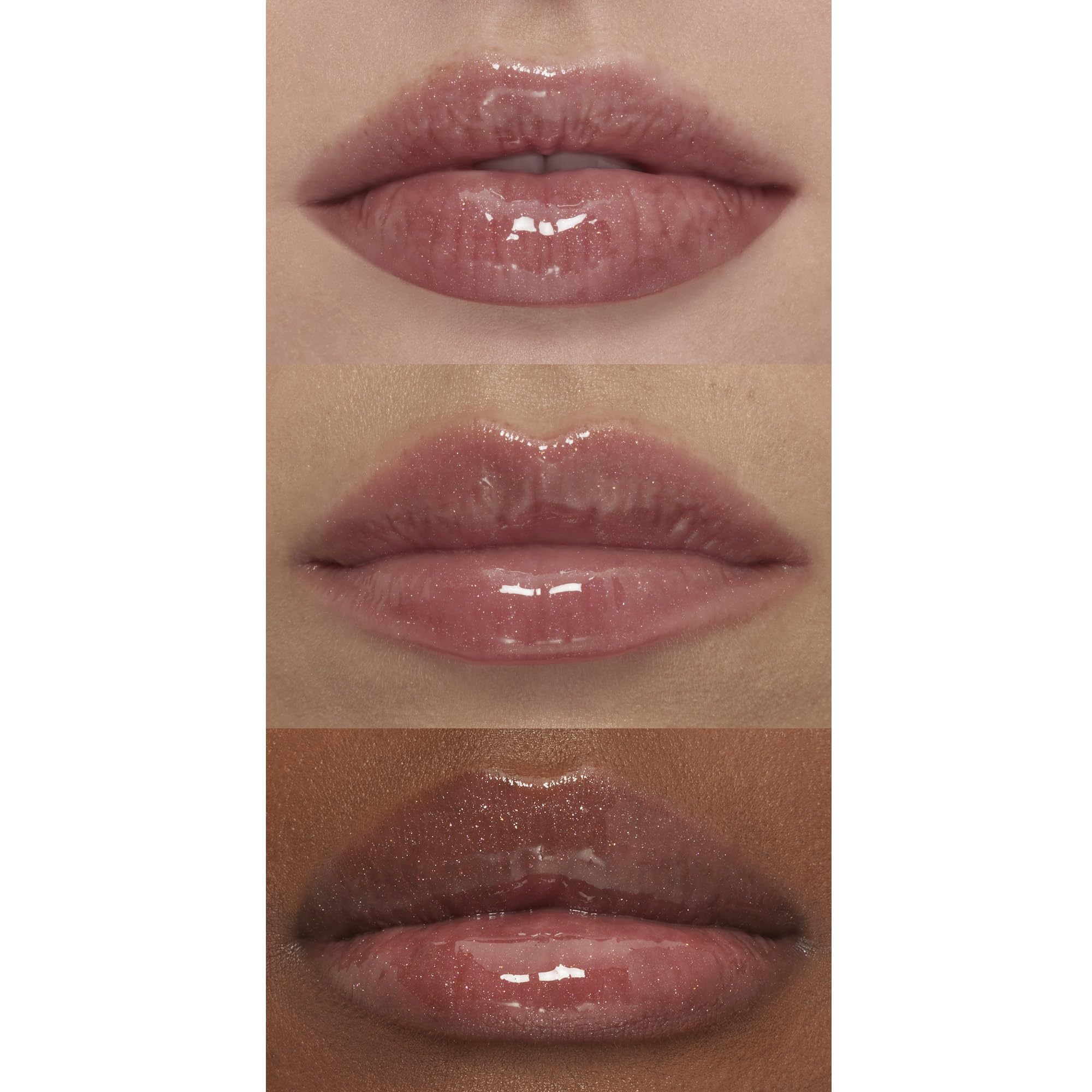 Elf Lip Plumping Gloss Chocolate Glaze close-up emphasizes glossy finish and nourishment