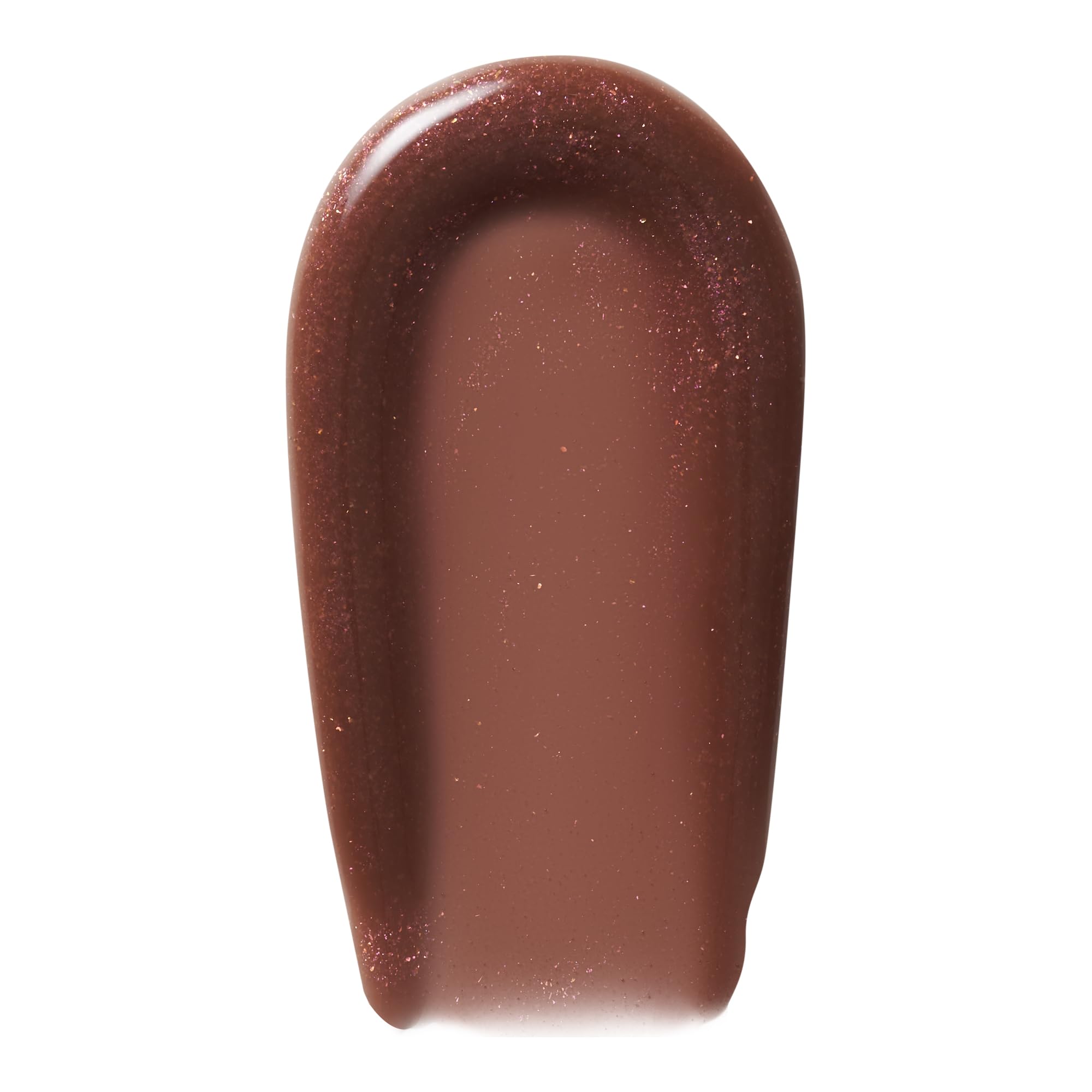 Elf Lip Plumping Gloss Chocolate Glaze swirl swatch reveals sheer color and shine