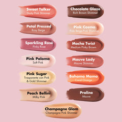 lip swatch of e.l.f. lip plumping gloss revealing sheer color and moisture