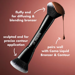 e.l.f. dual-ended brush with fluffy end ideal for seamless bronzer blending