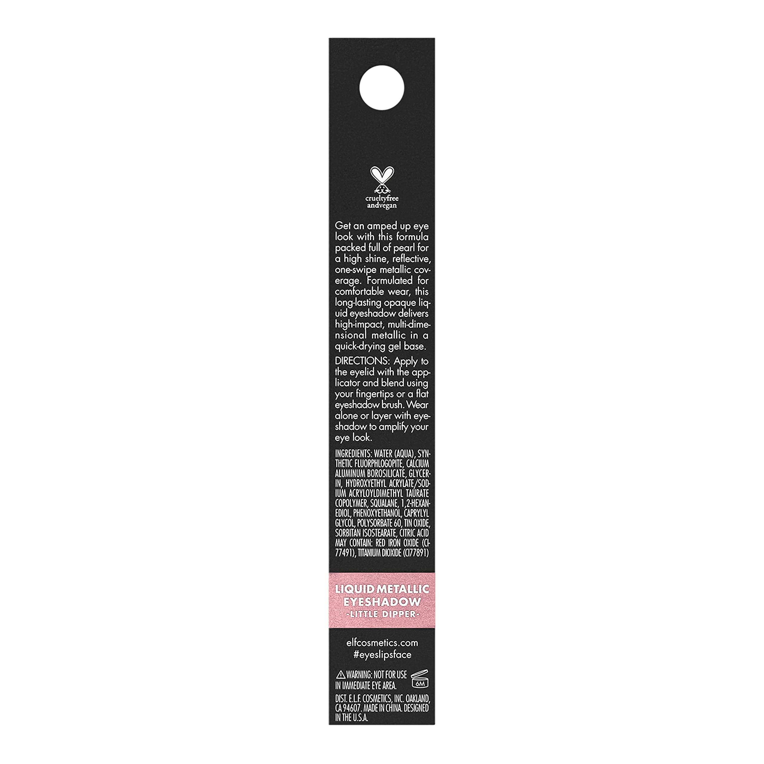 e.l.f. Liquid Metallic Eyeshadow Gel base demonstrates fast-drying, buildable color in one swipe.