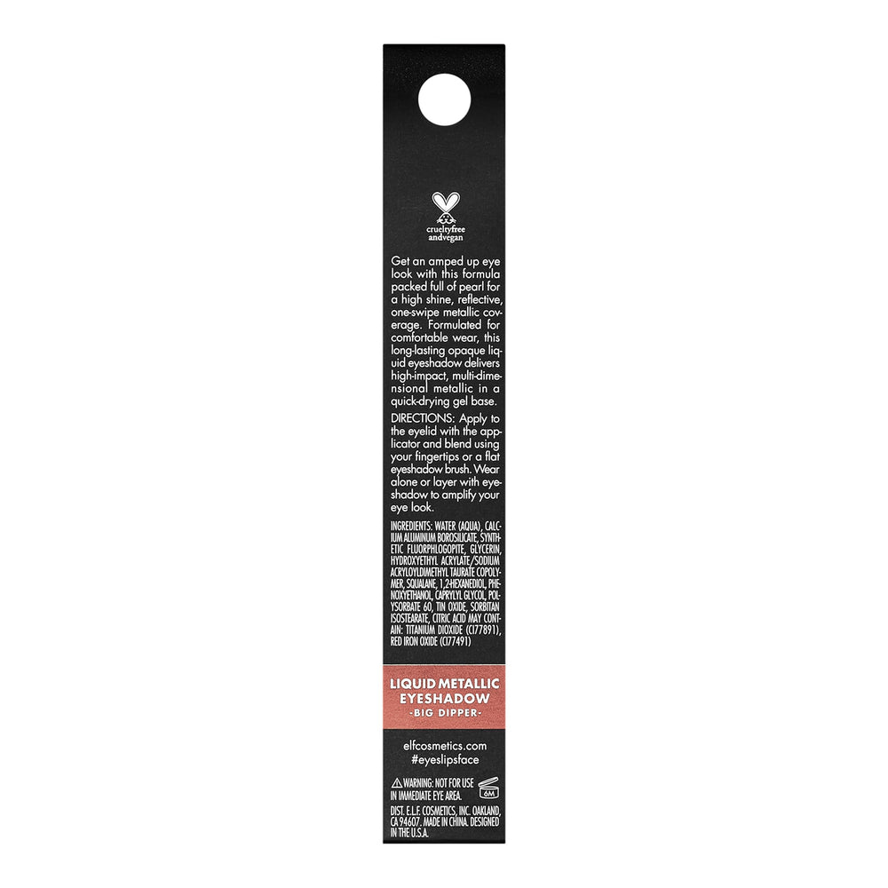 e.l.f. Liquid Metallic Eyeshadow long-wear finish supports day-to-night looks