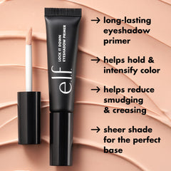 Packaging image of e.l.f. Lock It Down primer highlights vegan cruelty-free formula.