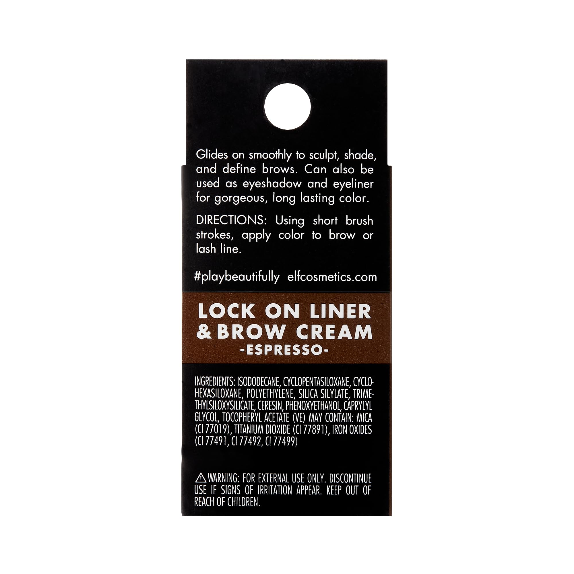 e.l.f. Lock On Liner and Brow Cream Espresso con aplicador angular para trazos precisos.