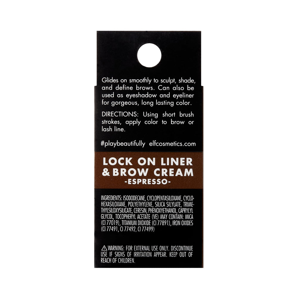 e.l.f. Lock On Liner and Brow Cream Espresso con aplicador angular para trazos precisos.
