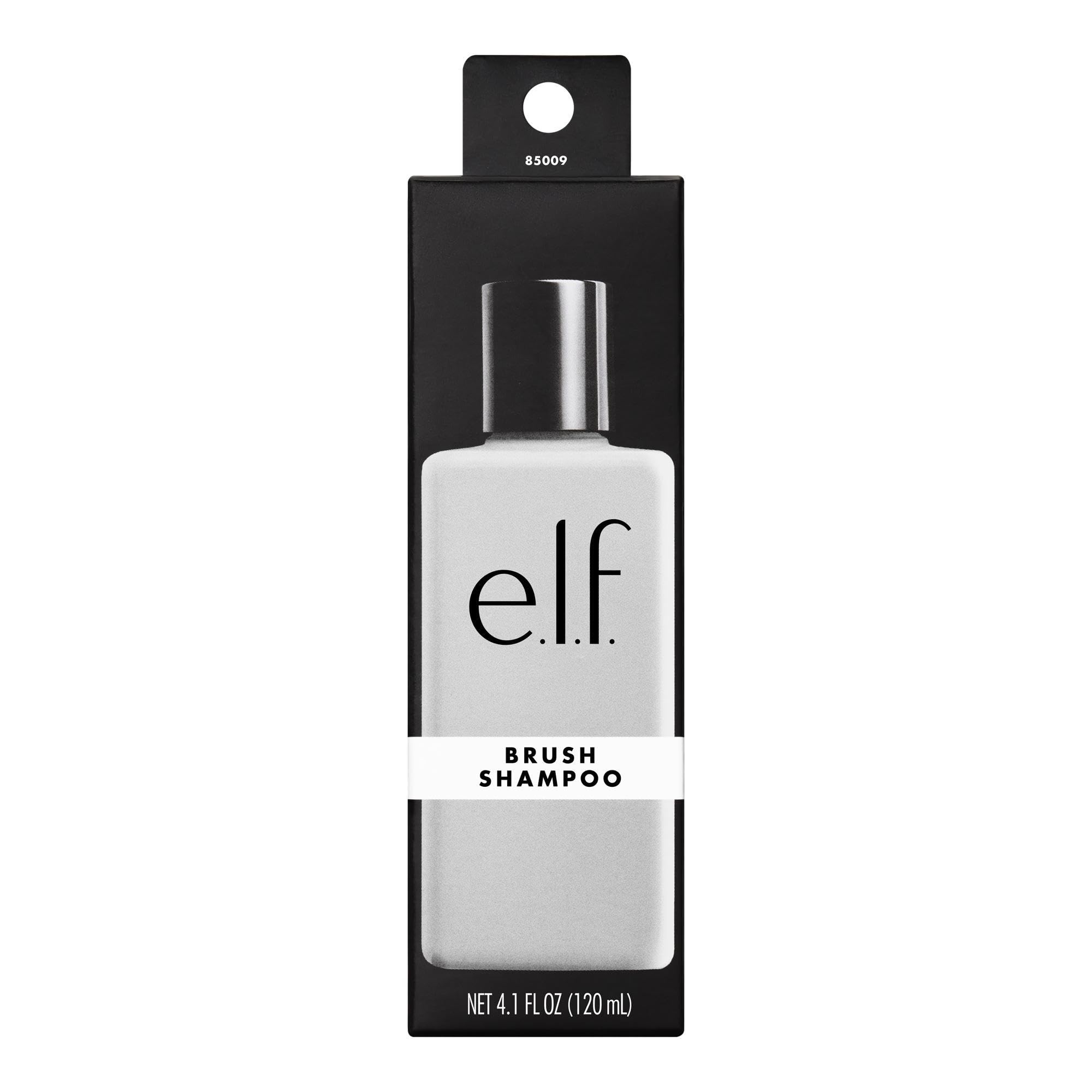 e.l.f. makeup brush shampoo lather demonstrates gentle conditioning for soft bristles.