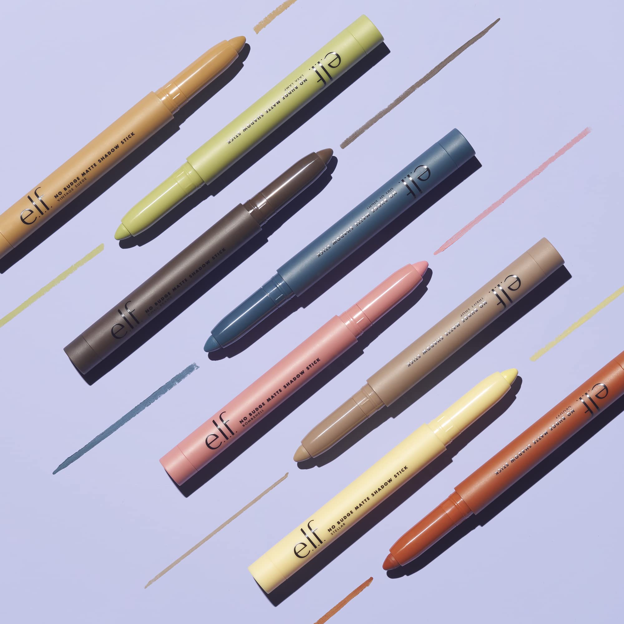 e.l.f. No Budge Matte Shadow Stick eight pigmented matte shades inspired by the 70s.