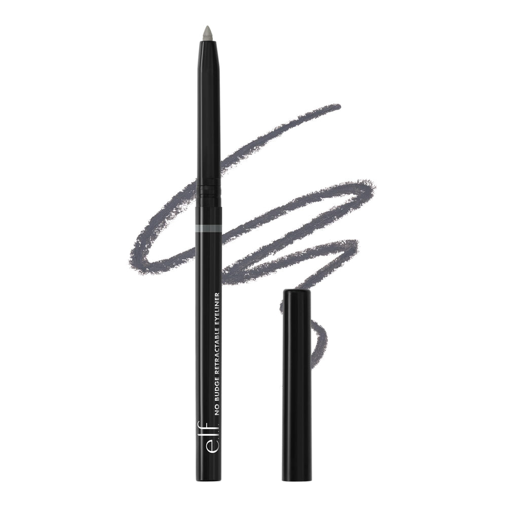 e l f No Budge retractable eyeliner close-up in grey showing waterproof and long-wearing pigment