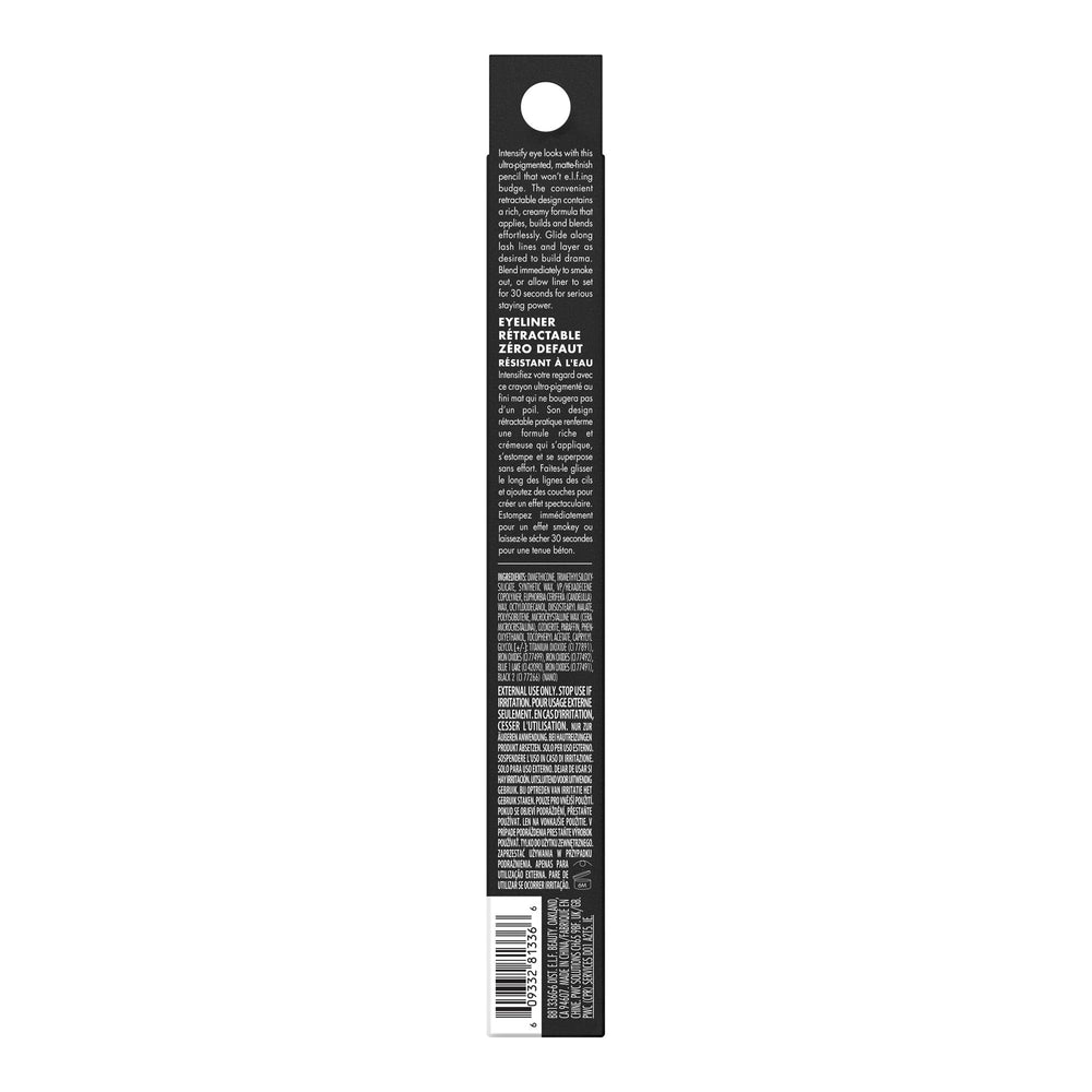 e l f No Budge packaging highlighting travel-friendly retractable design