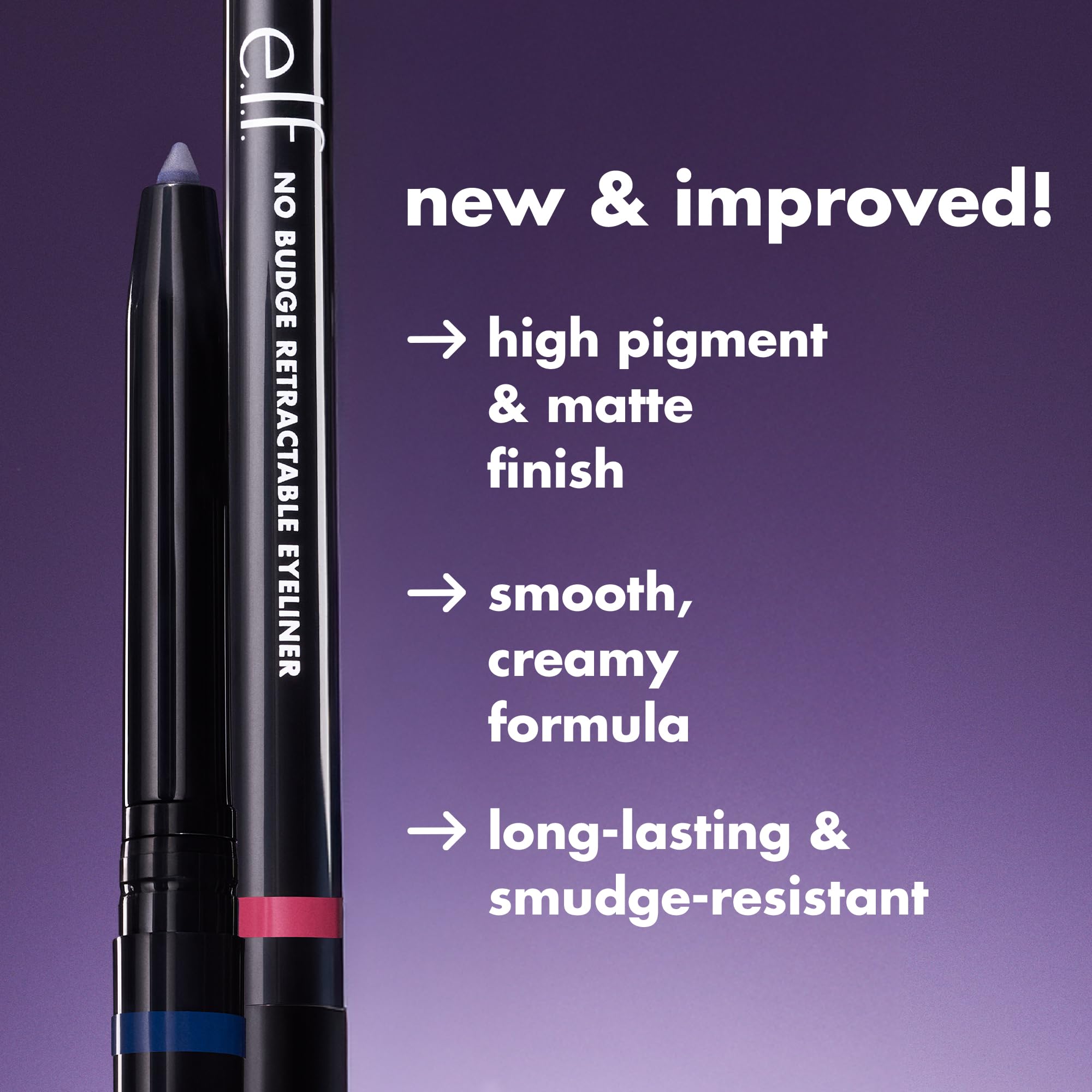 e l f No Budge retractable eyeliner swatch in creamy grey texture