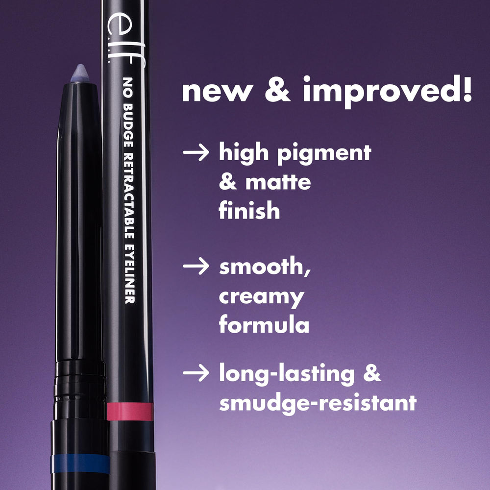 e l f No Budge retractable eyeliner swatch in creamy grey texture