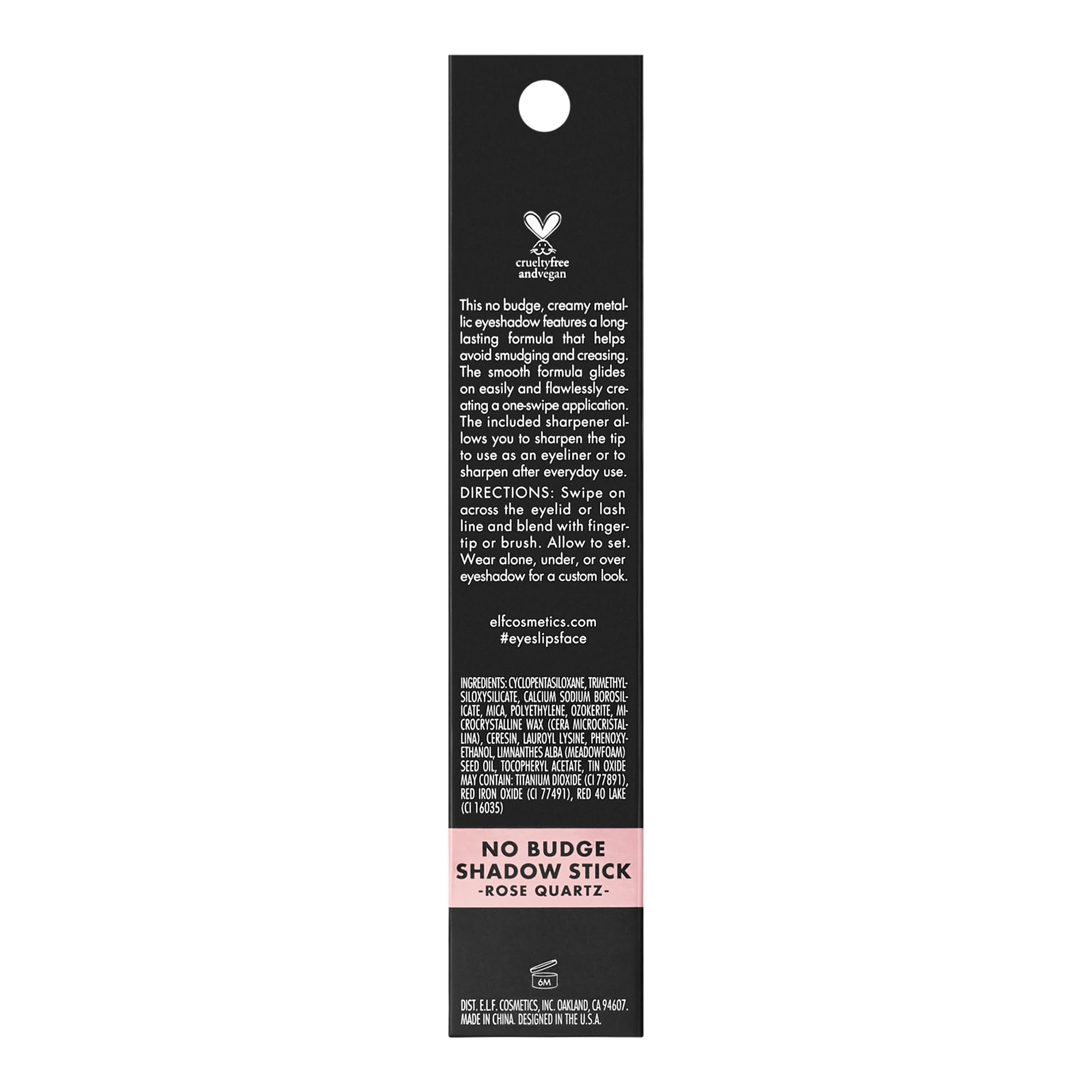 e.l.f. No Budge Shadow Stick application close-up demonstrating smooth, blendable texture