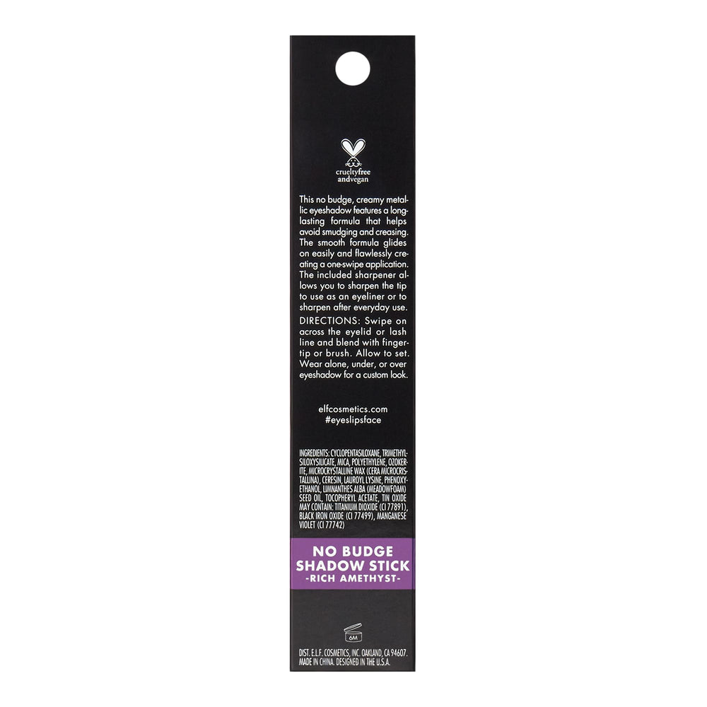 e.l.f. No Budge Shadow Stick vegan and cruelty-free certification