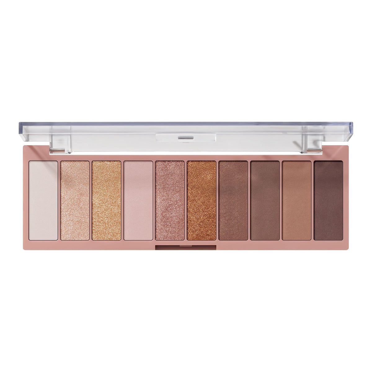e.l.f. Perfect 10 Eyeshadow Palette: envase compacto para llevar y combinar tonos neutros.