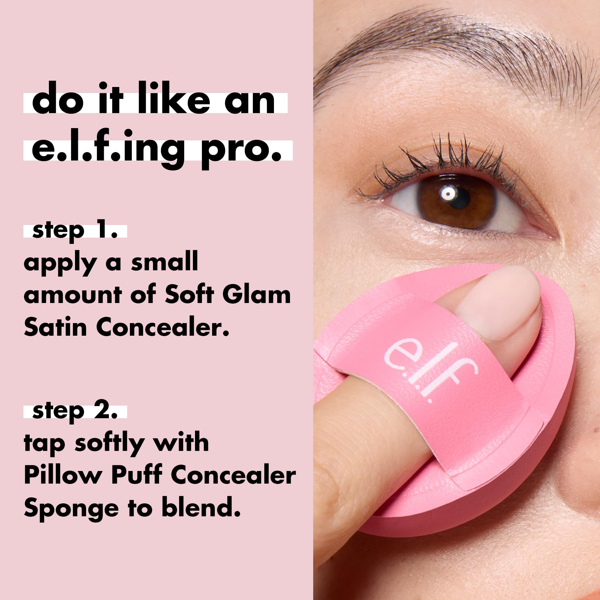 e.l.f. Pillow Puff Foundation Sponge shows streak-free application across the cheek area.