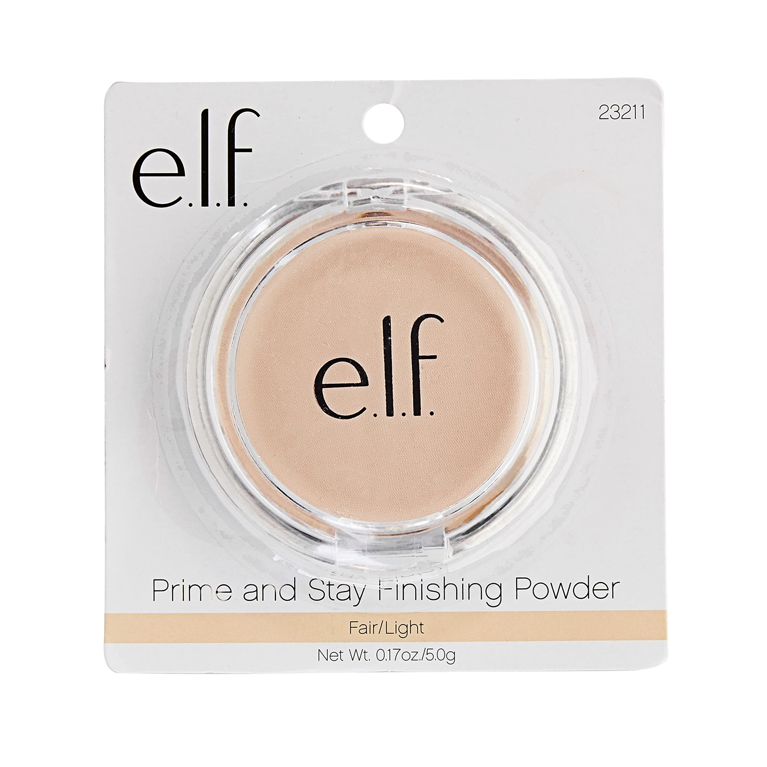 e.l.f. Prime & Stay Finishing Powder being applied for shine control.