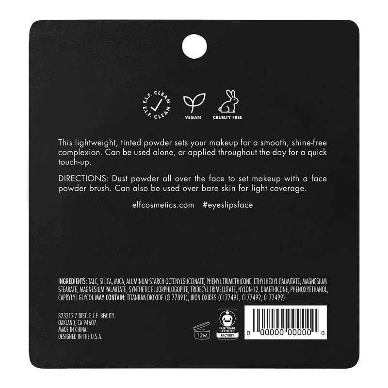 e.l.f. Prime & Stay Finishing Powder on skin shows matte, shine-free look.